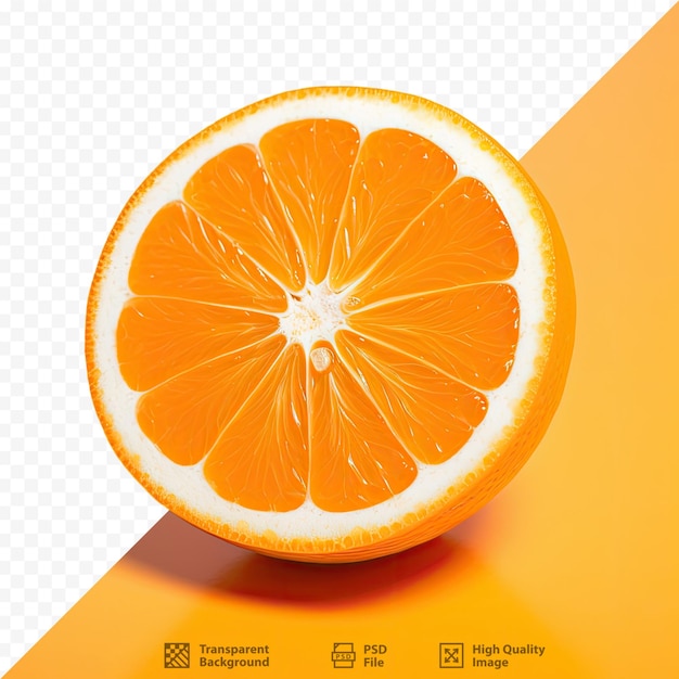 PSD una naranja se corta por la mitad y se muestra en una naranja.