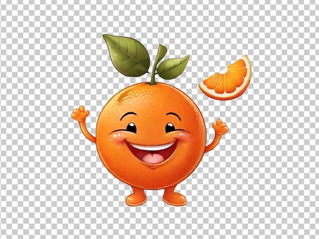 PSD naranja feliz con una sonrisa caricatura linda