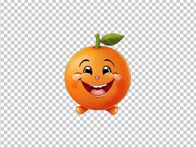 Naranja feliz con una sonrisa caricatura linda