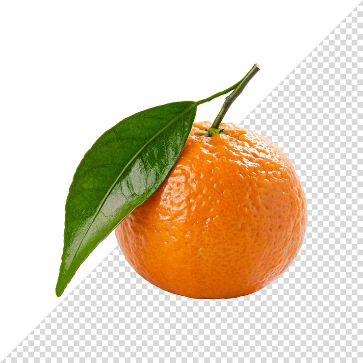 Naranja fresca con hojas