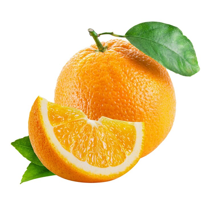 PSD una naranja con una hoja verde