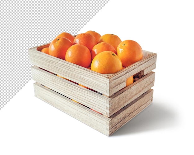 Naranjas en una caja de madera, plantilla