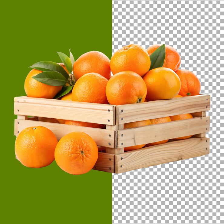 Naranjas en una caja de madera
