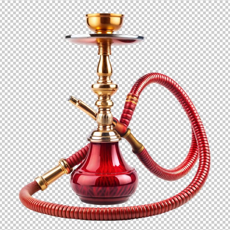 PSD un narguile de color rojo y dorado con la palabra en él