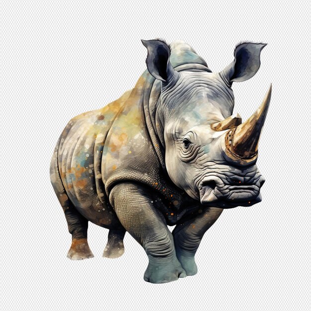 PSD nashorn in isoliertem aquarell illustriert