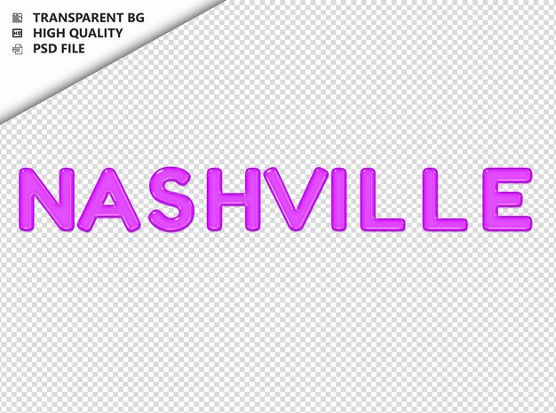 PSD nashville tipografia texto roxo vidro brilhante psd transparente