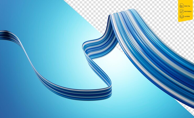 PSD nastro blu astratto su sfondo isolato 3d'illustrazione