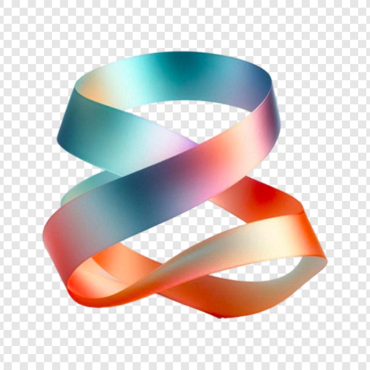 PSD nastro colorato gradiente su sfondo trasparente