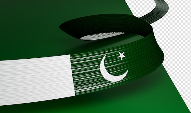 Nastro ondulato o striscione con la bandiera dell'illustrazione 3d del giorno dell'indipendenza del Pakistan