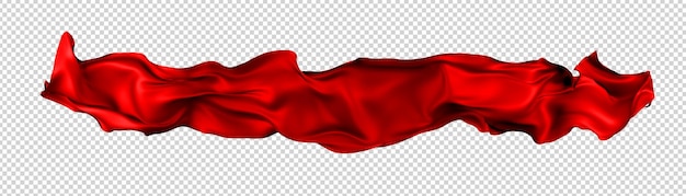 Nastro rosso panno di seta tessuto galleggiante sfondo tessuto 3d rendering