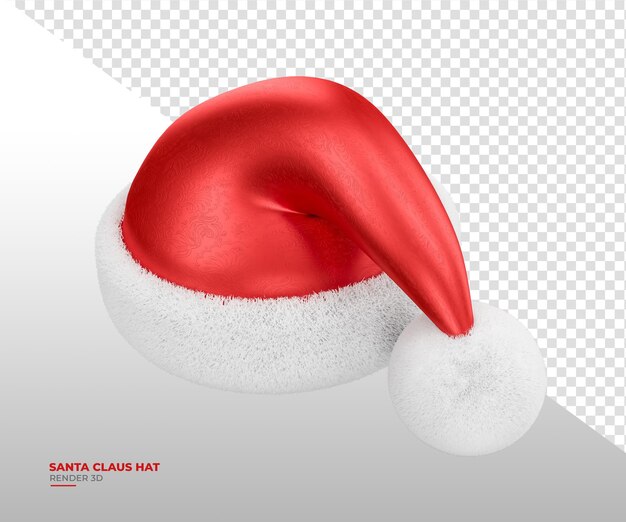 PSD natal 3d chapéu de papai noel fundo transparente