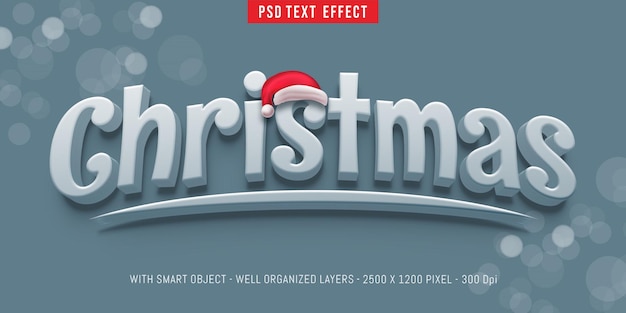 Natal de texto editável com efeito de estilo 3d