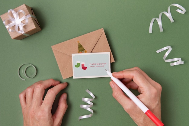 Natale ancora in vita con design mockup di carta regalo