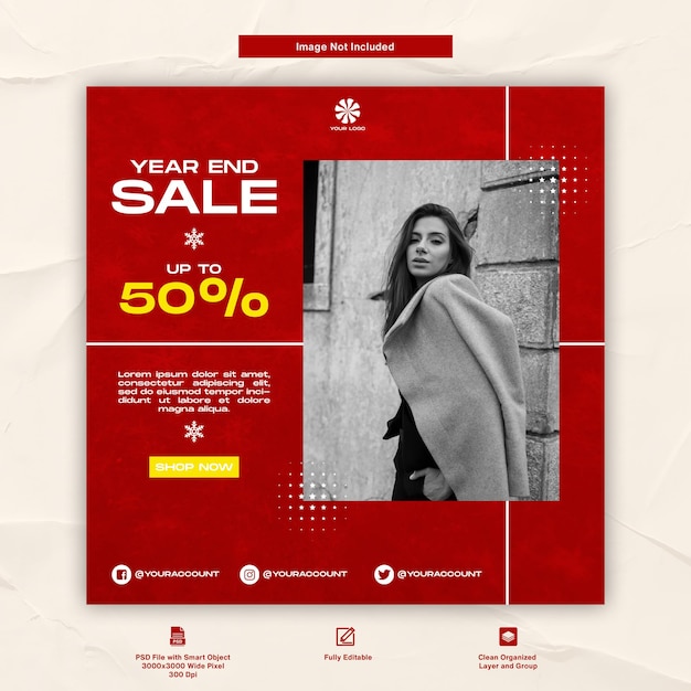 Natale moda fine anno vendita Instagram Post Social Media Template Design