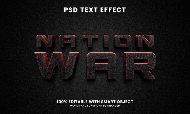 Nation war Texteffekt im 3D-Stil