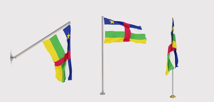 PSD national flag stand set of central african republic editable image