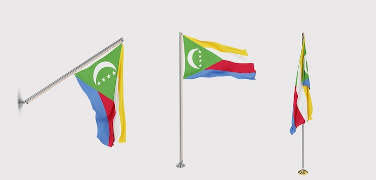 PSD national flag stand set of comoros editable image