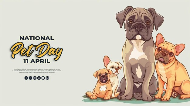 PSD national pet day special greeting card with a psd background