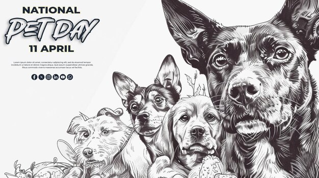 PSD national pet day special greeting card with a psd background