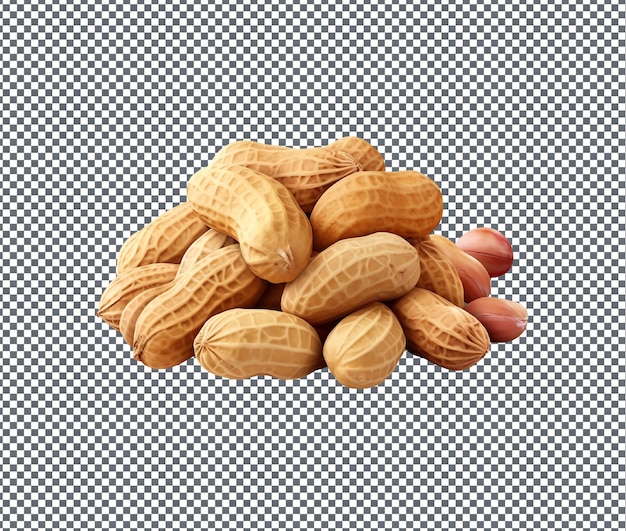 Natürliche und frische Erdnüsse auf durchsichtigem Hintergrund