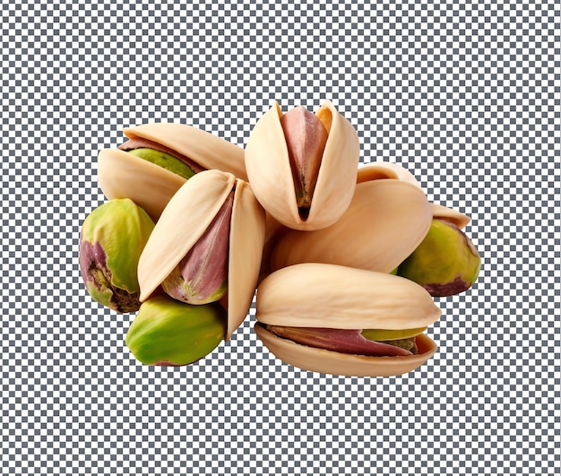 natural and fresh pistachios isolated on transparent background