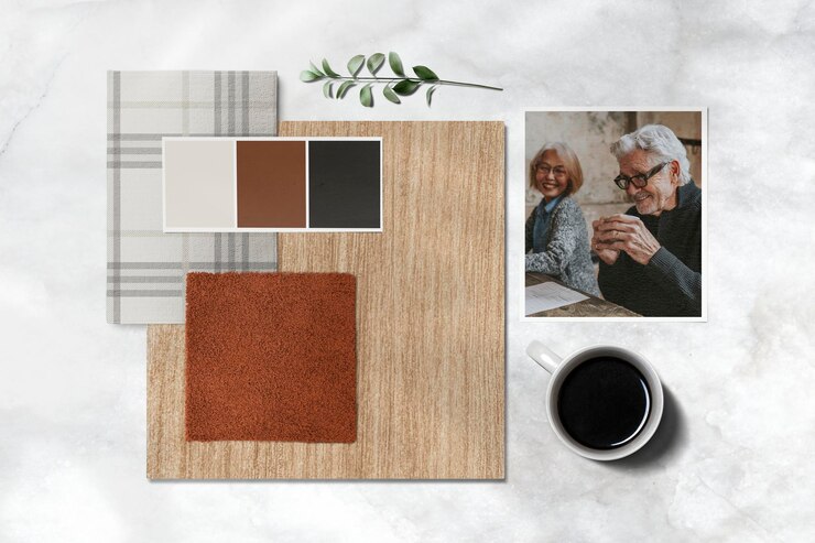PSD natural mood board-mockup im flachen lay-stil psd