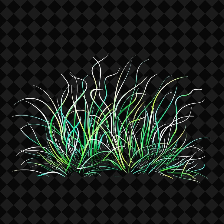 PSD natural neon seagrass beds with a silhouette of a seagrass t png y2k ocean of light collections