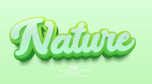 PSD naturaleza 3d efecto de texto editable psd plantilla de photoshop con lindo fondo