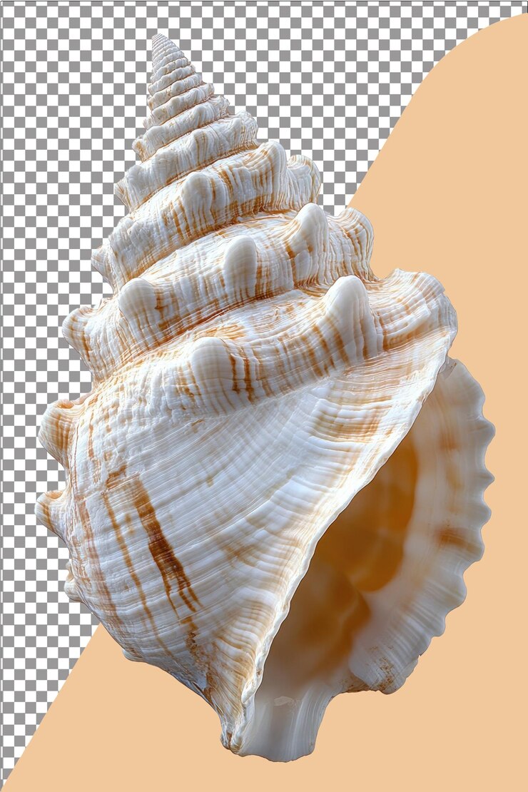 Naturaleza de conchas marinas lisa e intrincada perfecta para temas de playa hiperrealista llanura blanca aislada