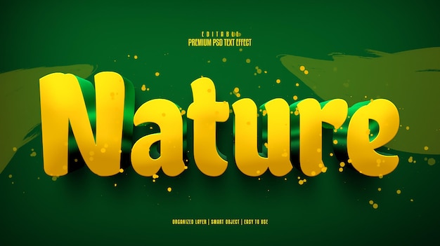 Nature 3d editável premium psd efeito de texto