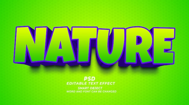Nature 3d PSD Modelo de Photoshop de efectos de texto editables