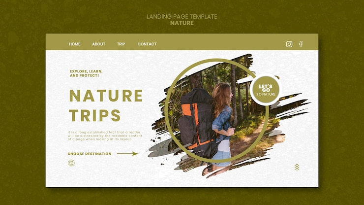 PSD nature landing page template design