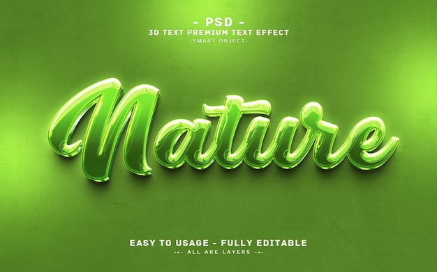 Nature vert style d'effet de texte Photoshop 3D modifiable