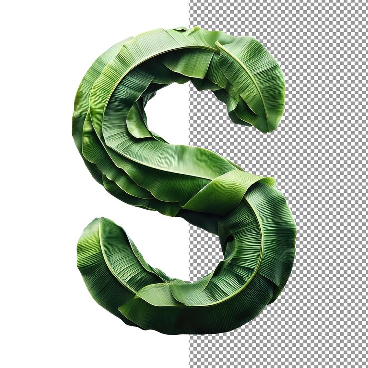 PSD natures alphabet a leafy typography