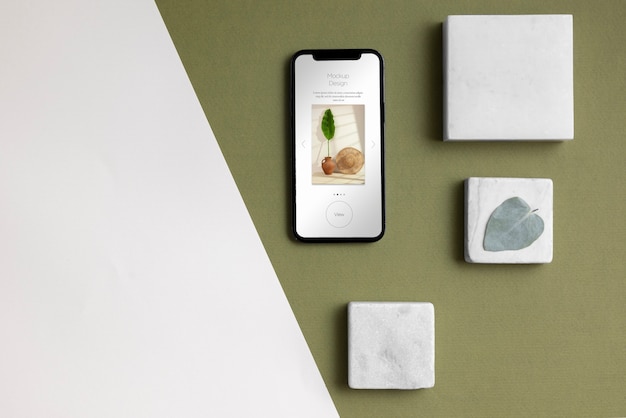 Natureza morta do dispositivo de tecnologia com maquete de exibição mínima