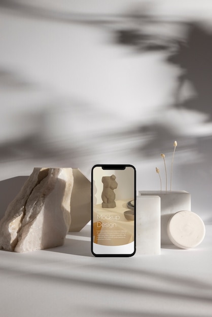 Natureza morta do dispositivo de tecnologia com maquete de exibição mínima