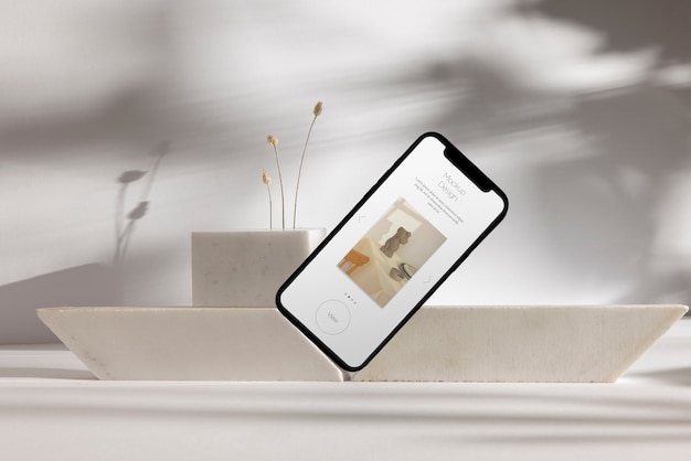Natureza morta do dispositivo de tecnologia com maquete de exibição mínima