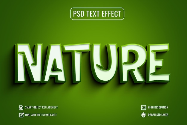 Natureza verde efeito de texto 3d Modelo de maquete de tipo psd editável