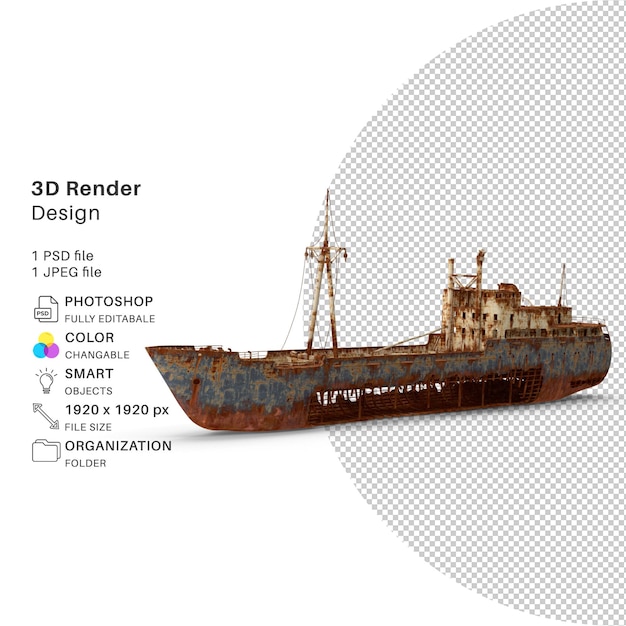 PSD naufrage modélisation 3d fichier psd épave réaliste