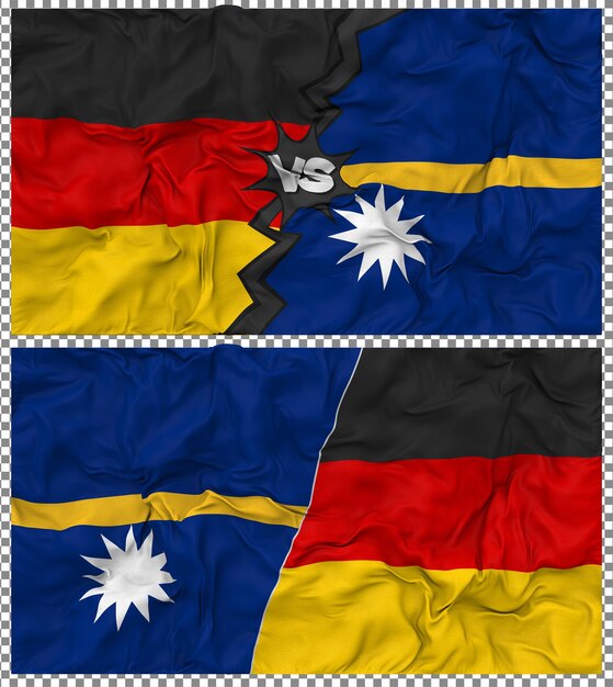 Nauru contra Alemania Media bandera combinada con textura en 3D
