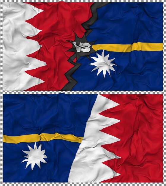 Nauru contra Bahréin Media bandera combinada con textura en 3D