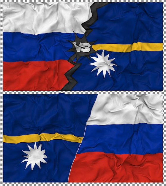 Nauru contra Rusia Media bandera combinada con textura en 3D