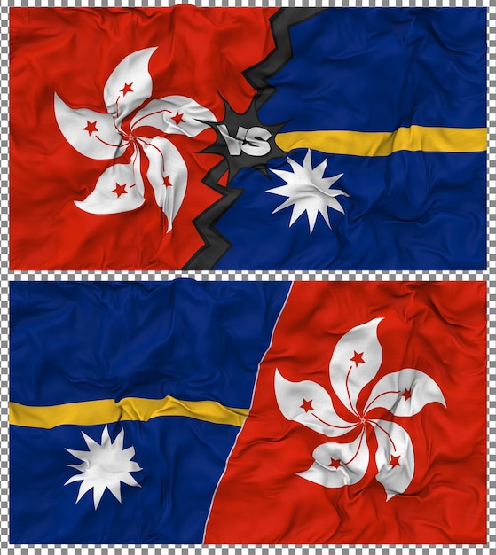 Nauru contro Hong Kong Mezza bandiera combinata Tessuto Bump Texture Rendering 3D