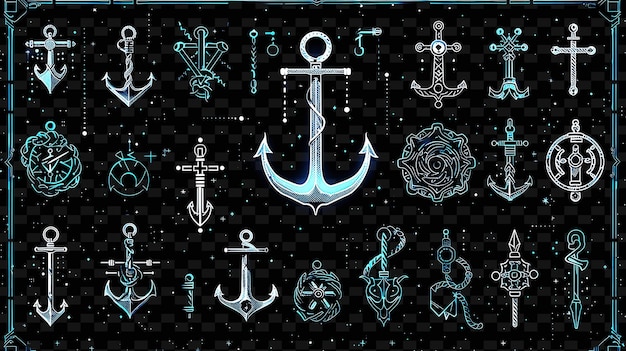 Nautical themed trellises pixel art mit anker, seilen und s creative texture y2k neon item designs