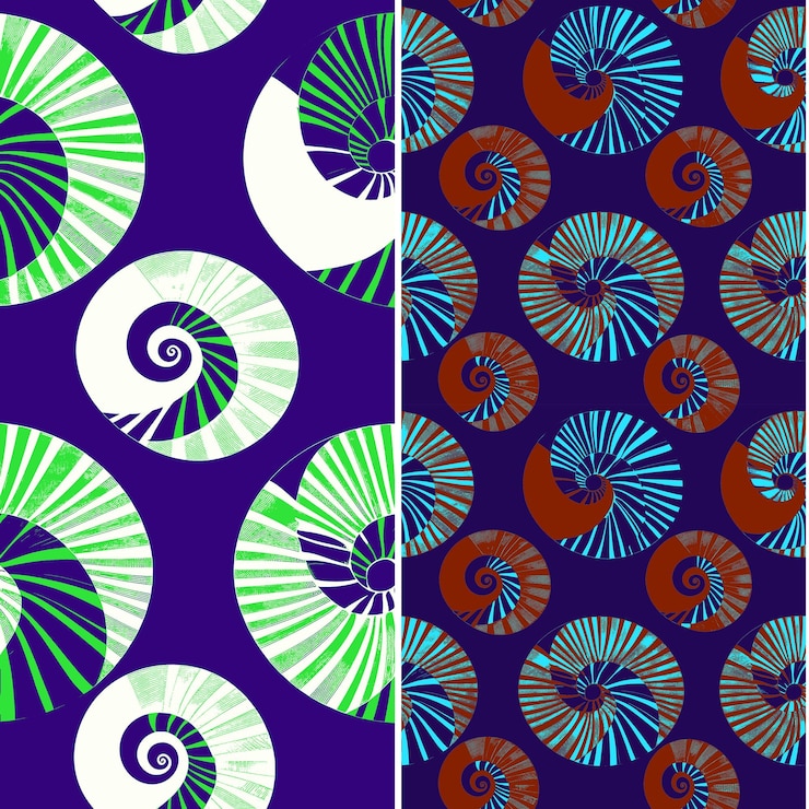 PSD nautilus con silueta en espiral arte de línea diseño minimalista y diseños vectoriales de patrones naturales