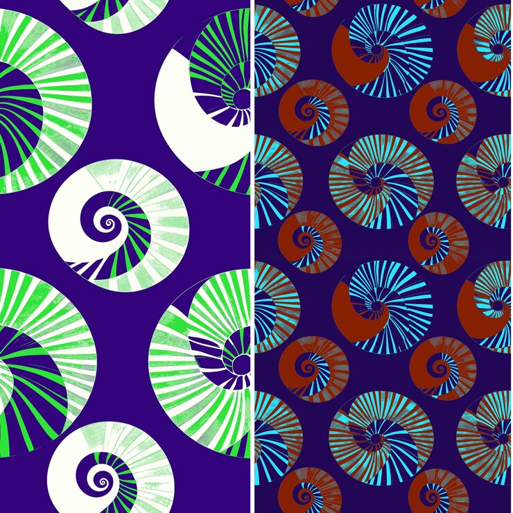 PSD nautilus con silueta en espiral arte de línea diseño minimalista y diseños vectoriales de patrones naturales