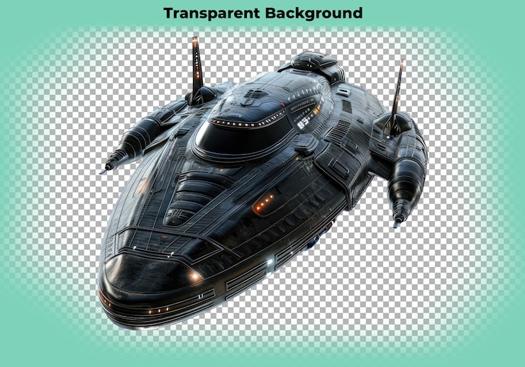 PSD la nave espacial alienígena aislada en un fondo transparente