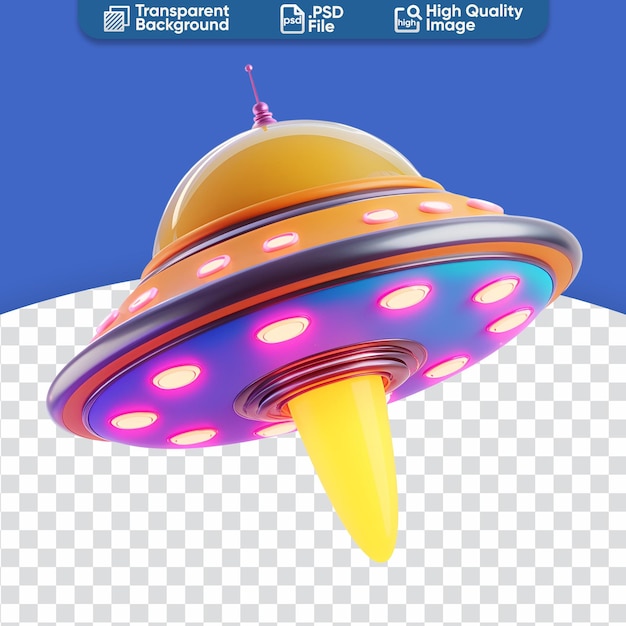 PSD la nave espacial alienígena y el ovni un simple renderizador de dibujos animados en 3d para niños