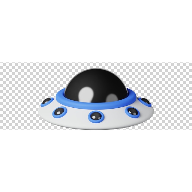 Nave espacial extraterrestre OVNI con icono de representación 3d de color azul para sitio web o aplicación o juego OVNI divertido y simple