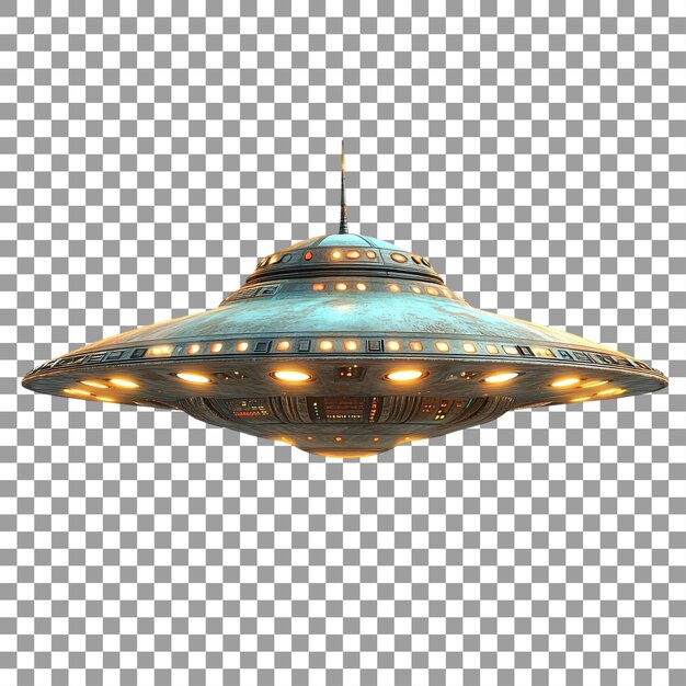 La nave espacial retro de PNG contra un fondo transparente